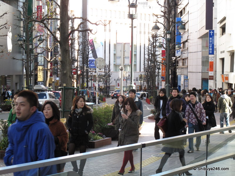 Looking back down Koen-dori from Paro department store