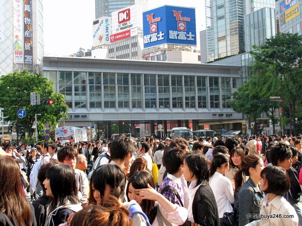 The main crossing in Shibuya. Always busy. Particularly so today