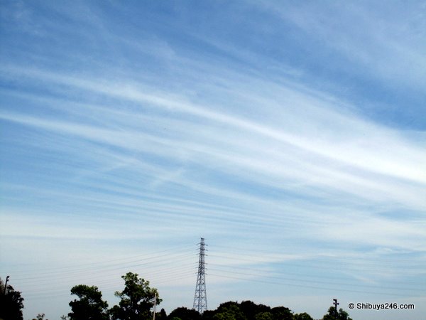 wispy white mixed in with a blue sky