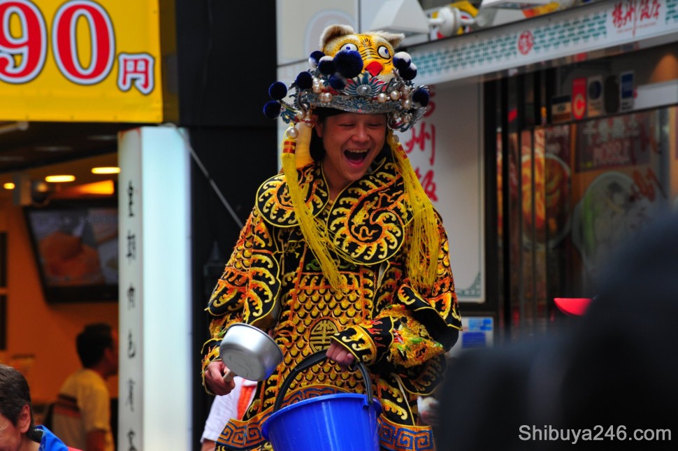 Cleansing the streets with water in China Town