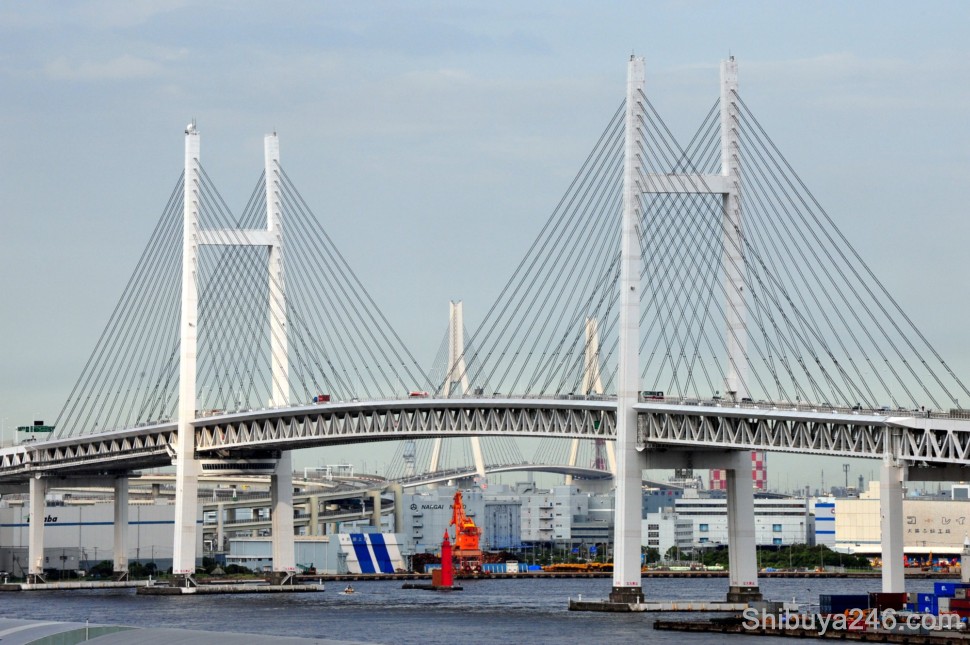 The view from the Minato no mieru Oka no Koen, showing the Bay Bridge