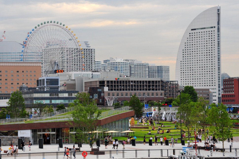 The Minato Mirai (Harbor Future 21 Project) area with ferris wheel, hotel and shopping areas