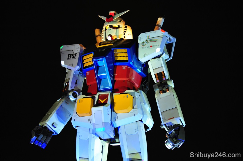 Gundam stands out strongly against the black sky, letting people know he is still in charge