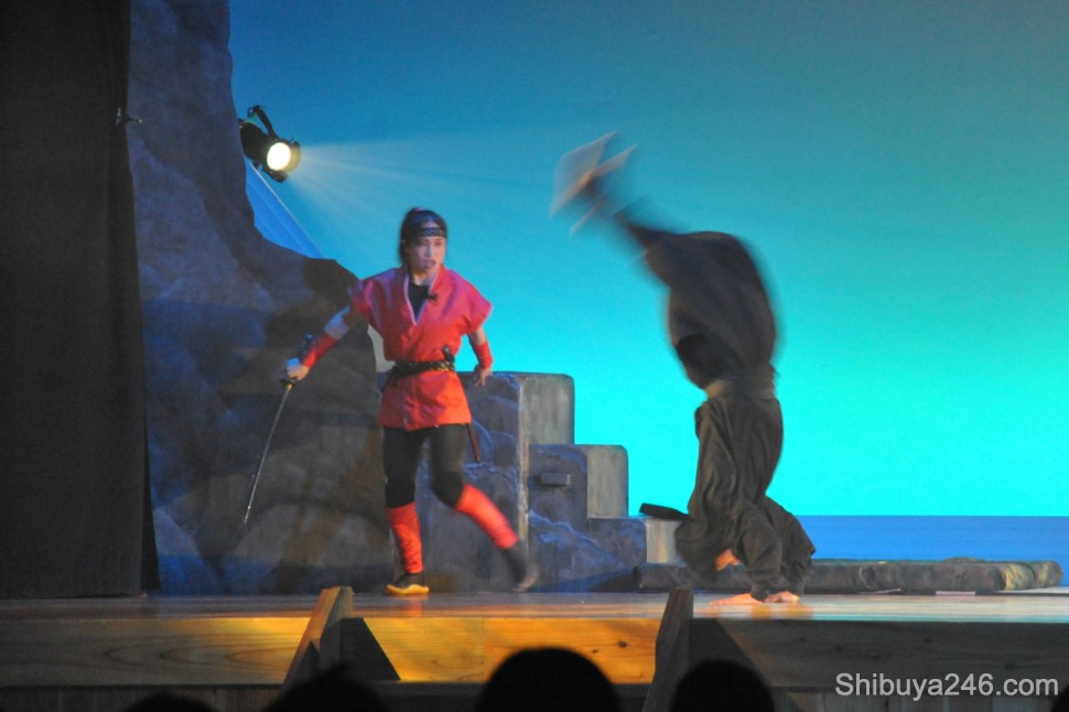 Not sure whether to wait for him to land first and then stab him or just stab him in mid air?
