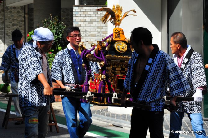 the adults take care of the omikoshi from here