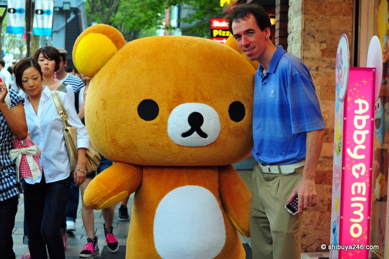 Posing with Rilakkuma in front of Kiddlyand, Harajuku