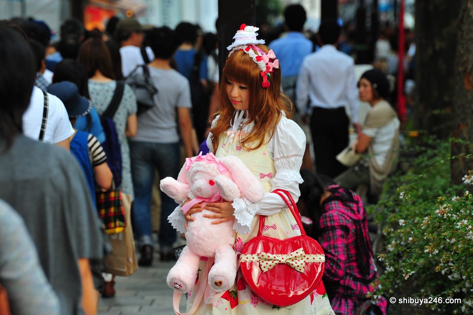 The stuffed rabbit and heart bag are great accessories for this cute girl