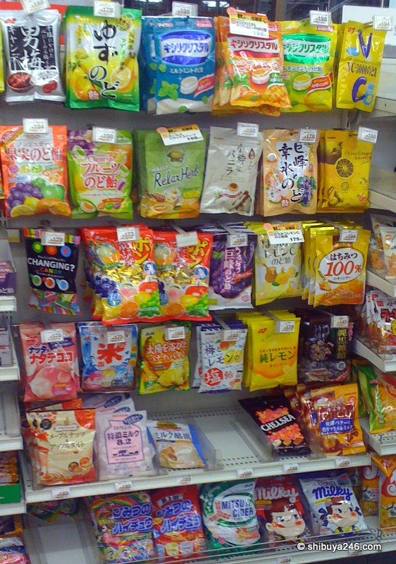 Taking up quite a bit of space is the throat sweets corner