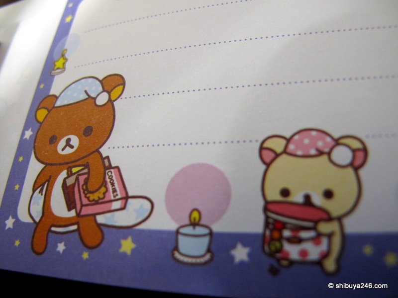 closeup of the small reminder note pad from Rilakkuma (San-x company)