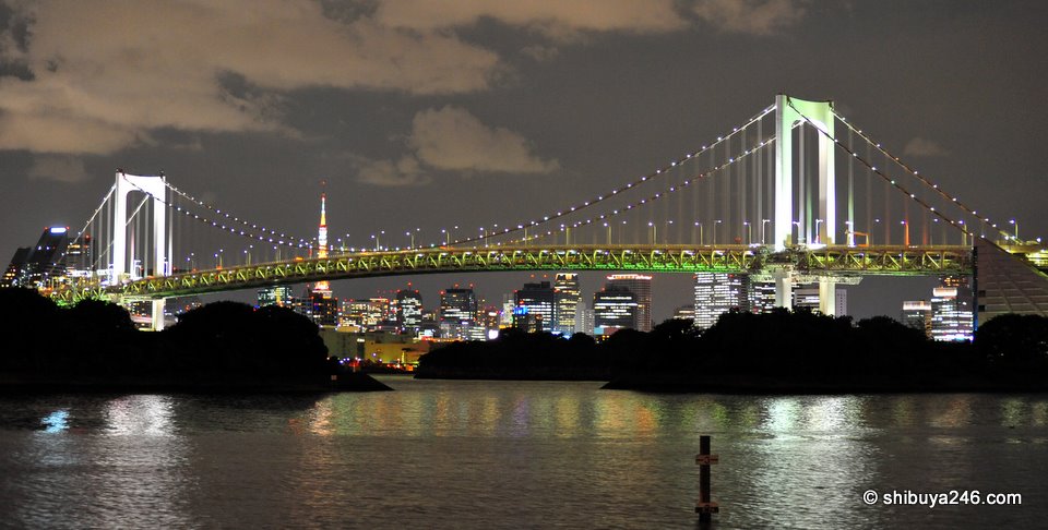 Rainbow Bridge at night from Odaiba