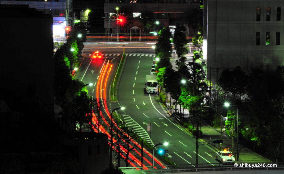Capturing a few cars and lights at night