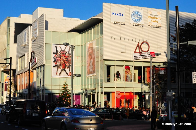 GAP, Plaza and food stores. The main crossing at Harajuku, Omotesandori