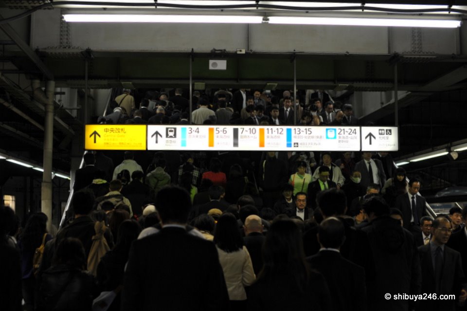 It's crowded boarding the Yamanote Line around 6pm. A little dark in this shot. Not sure what I was trying to achieve here. Maybe that is why it came out a bit strange ^^. (taken with Sigma 50mm)