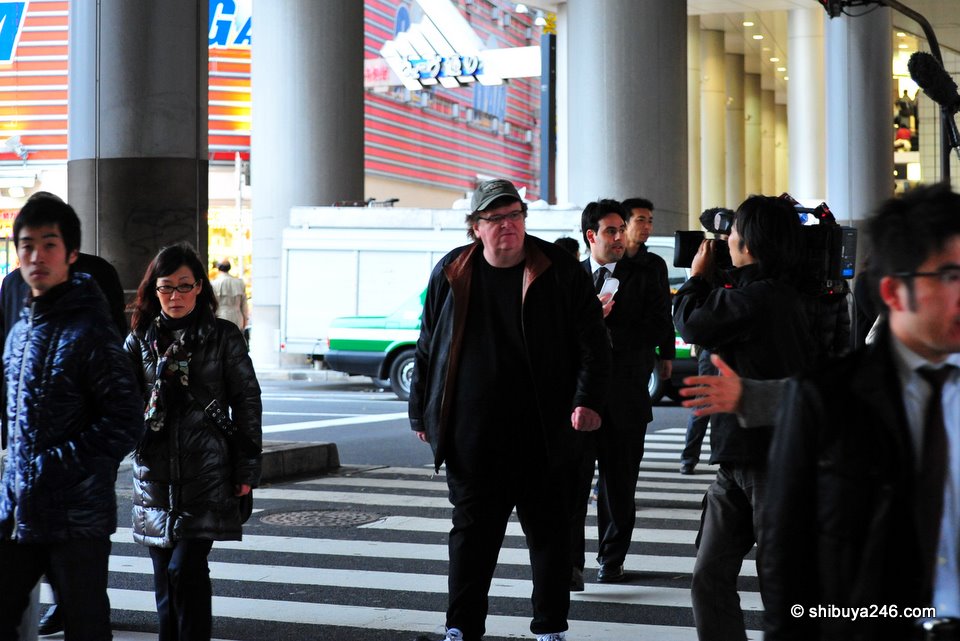 Michael Moore in Shibuya, Tokyo