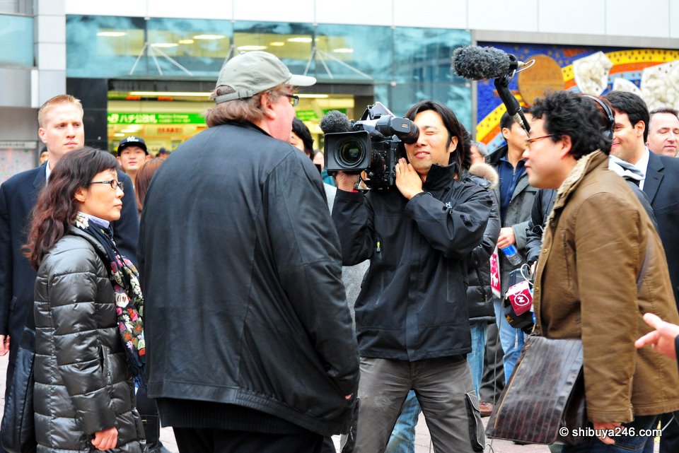Filming with the NHK crew at Hachiko, Shibuya