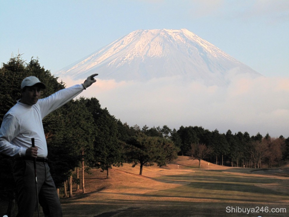 My friend having a bit of fun with Mt Fuji