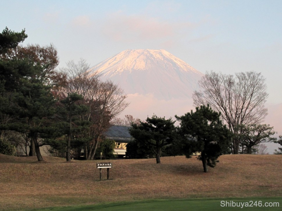 Walking back to the club house grabbing a final view of Mt Fuji from today's play
