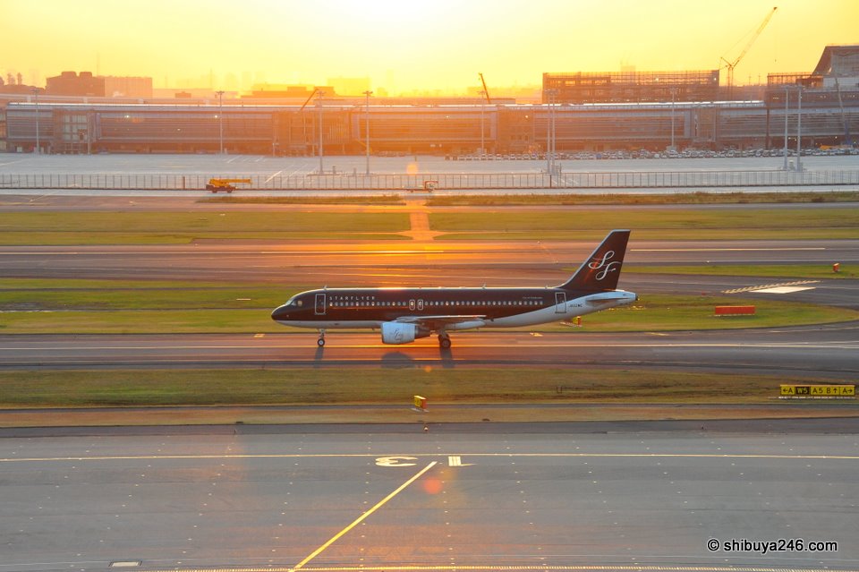 The STARFLYER plane heading back to the terminal