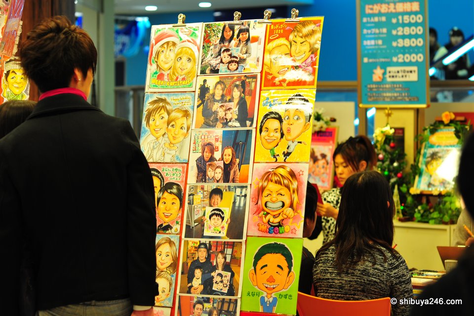 Nigaoe artists at work in Odaiba.