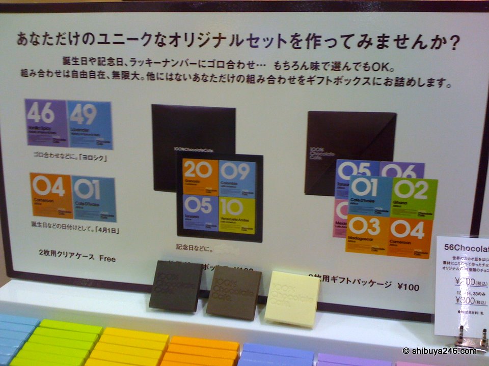 Each flavor has a number. You can match the numbers to make birthdays, anniversaries etc.
