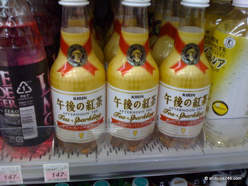 This might be trying if only for the novelty factor. Someone decided it would be a good idea to have fizzy Tea. I hope they didn't put milk in before they shook it up.