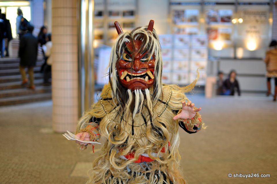 Namahage from Akita-ken, promoting the Akita Bisaikan at Shinagawa, Tokyo