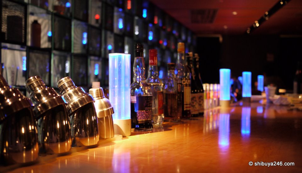A look down the counter of the bar.