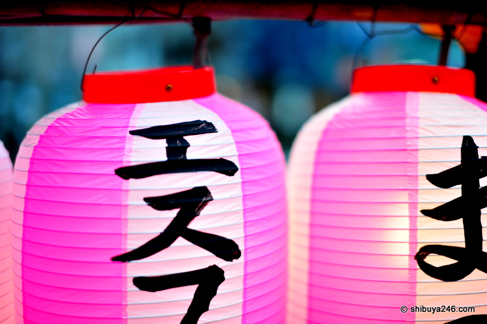 Some of the decorative lanterns for the Sakura festival.