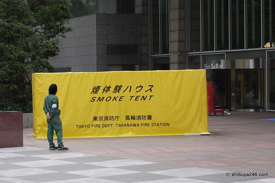 The smoke tent, or smoke house for people to experience the effects of smoke during a fire.