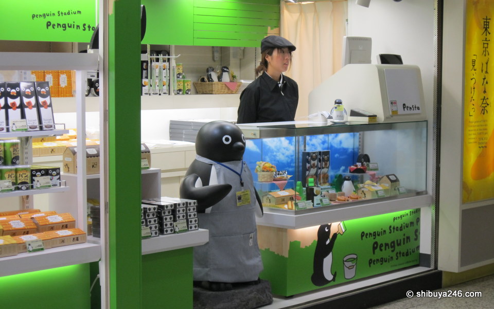 The Suica Penguin himself is on duty here at the front of the store.