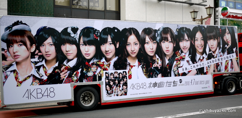 The ever popular AKB48 passing through Shibuya