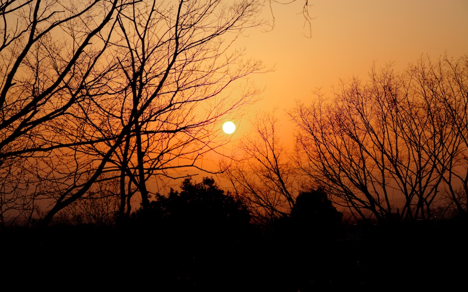 The sun sets