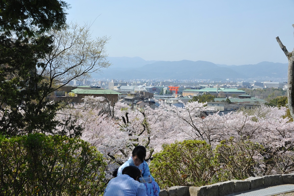 A picnic with the city backdrop