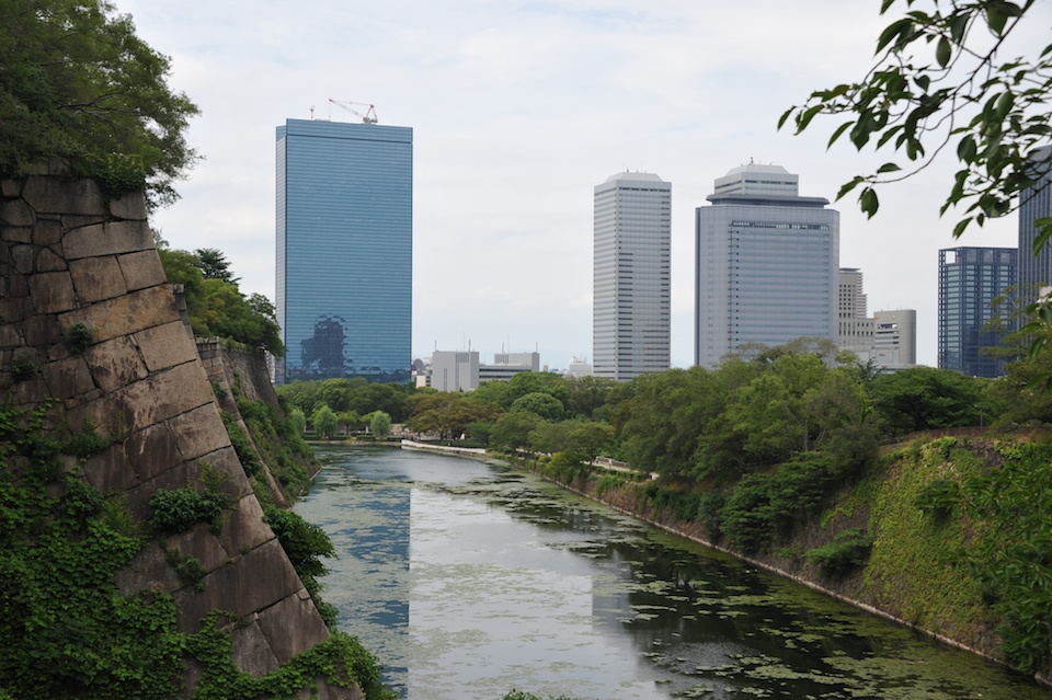 A look across the moat to some more modern styled buildings