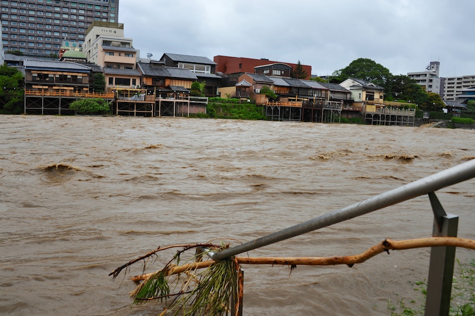 Debris caught up in the river